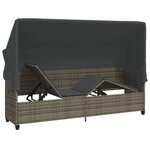 vidaXL Chaise longue avec auvent et coussins gris résine tressée