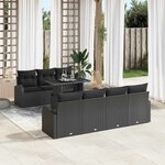 vidaXL Ensemble de canapé de jardin 8 Pièces Noir 100 x 55 x 73 cm