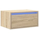 vidaXL Table de chevet murale avec lumières LED chêne sonoma