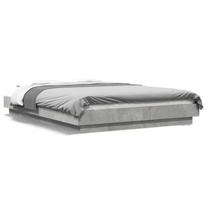 vidaXL Cadre de lit et lumières LED sans matelas gris béton 120x190cm