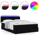 vidaXL Lit ottoman avec matelas et LED noir 140x200 cm tissu