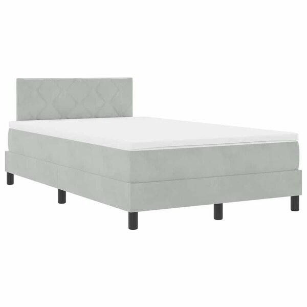 vidaXL Lit box avec matelas et lumière LED Gris clair 120x190 cm Velours
