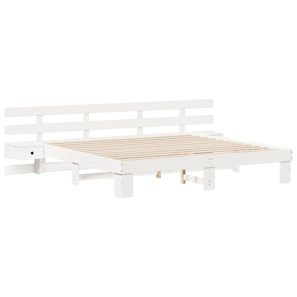 vidaXL Cadre de lit avec tiroir Blanc 200 x 200 cm bois