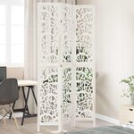 vidaXL Cloison de séparation 3 panneaux blanc bois de paulownia massif