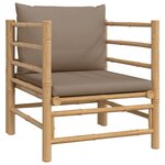 vidaXL Salon de jardin 7 Pièces avec coussins taupe bambou