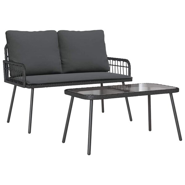 vidaXL Ensemble de salle à manger pour jardin 2 Pièces Noir polyrotin