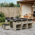 vidaXL Ensemble à manger de jardin 11Pièces avec coussins gris poly rotin