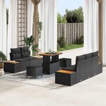vidaXL Ensemble de canapé de jardin avec coussin 8 Pièces Noir