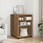vidaXL Table d'appoint avec roues chêne artisanal bois d'ingénierie