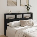 vidaXL Armoire tête de lit avec LED noir 160x17x102 cm