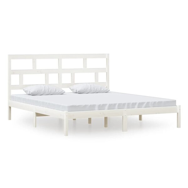 vidaXL Cadre de lit sans matelas blanc bois massif
