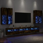 vidaXL Ensemble de meubles TV muraux 7 Pièces et lumières LED chêne fumé