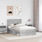 vidaXL Cadre de lit Gris Sonoma 120 x 190 cm Bois de pin massif