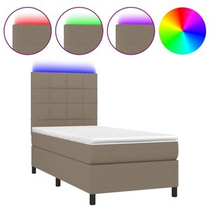 vidaXL Sommier à lattes de lit et matelas et LED Taupe 80x200 cm Tissu