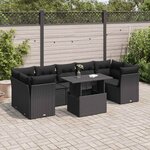 vidaXL Salon de jardin 8 Pièces avec coussins noir résine tressée