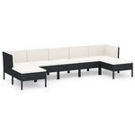 vidaXL Salon de jardin 7 Pièces avec coussins Résine tressée Noir