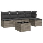vidaXL Salon de jardin 6 Pièces avec coussins gris résine tressée