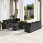 Ensemble de Canapés de Jardin 11 Pièces avec Coussins Noir Rotin Synthétique