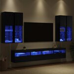 vidaXL Ensemble de meuble TV mural avec éclairage LED 7 Pièces Chêne noir