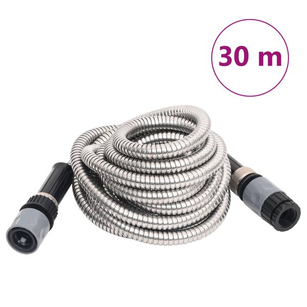 vidaXL Tuyau d'arrosage buse de pulvérisation argenté 0 6" 30 m inox