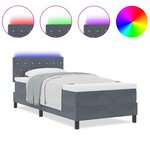 lit box spring vidaXL avec matelas et LED gris foncé 90x200 cm en velours