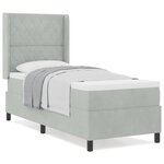 Lit à ressorts vidaXL avec matelas Gris clair 80x200 cm Velours