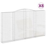 vidaXL Paniers à gabions arqués 8 Pièces 400x30x220/240 cm Fer galvanisé