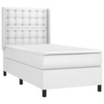 vidaXL Sommier à lattes de lit matelas LED Blanc 90x200cm Similicuir