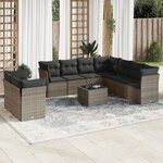 vidaXL Salon de jardin avec coussins 10 Pièces gris résine tressée