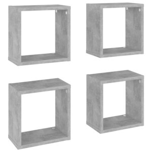 vidaXL Étagères cube murales 4 Pièces Gris béton 26x15x26 cm