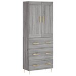 vidaXL Buffet haut Sonoma gris 69 5x34x180 cm Bois d'ingénierie