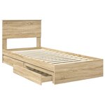 vidaXL Lit de Rangement Chêne Sonoma 90 x 200 cm Bois d'ingénierie