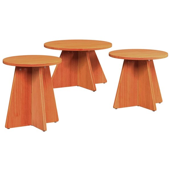 vidaXL Table basse 3 Pièces Brun cire