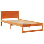 vidaXL Cadre de lit avec tête de lit Brun cire 90 x 190 cm Pin massif