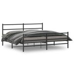 vidaXL Cadre de lit métal avec tête de lit/pied de lit noir 193x203 cm