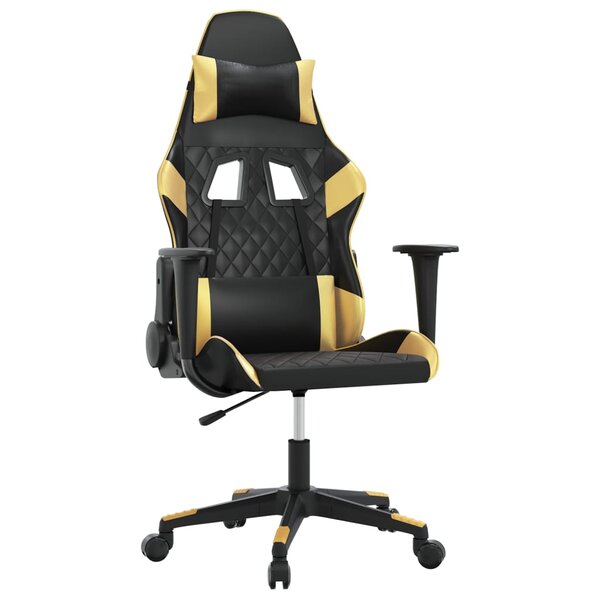 vidaXL Chaise de jeu de massage Noir et doré Similicuir
