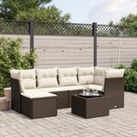 vidaXL Salon de jardin avec coussins 7 Pièces marron résine tressée