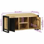 vidaXL Banc 100x35x50 cm Bois massif Bois de manguier brut