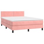 vidaXL Sommier à lattes de lit avec matelas LED Rose 140x190cm Velours