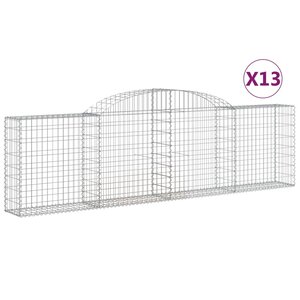 vidaXL Paniers à gabions arqués 13 Pièces 300x30x80/100 cm fer galvanisé