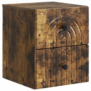 vidaXL Cabinet de chevet mural Chêne fumé 33 x 34 5 x 40 cm