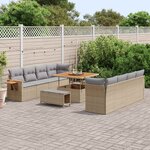 vidaXL Ensemble de canapé de jardin 11 Pièces Beige polyrotin