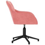 Chaise fauteuil siège pivotante de bureau informatique étude velours rose 02_0024170