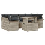 Ensemble de Canapés de Jardin vidaXL 7 Pièces avec Coussins Gris Clair Poly Rattan