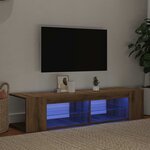 vidaXL Meuble TV avec lumières LED chêne artisanal bois d'ingénierie