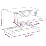 vidaXL Bureau de travail réglable 60x40x(13-41 5) cm Acier et bois