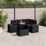 vidaXL Salon de jardin 5 Pièces avec coussins noir résine tressée