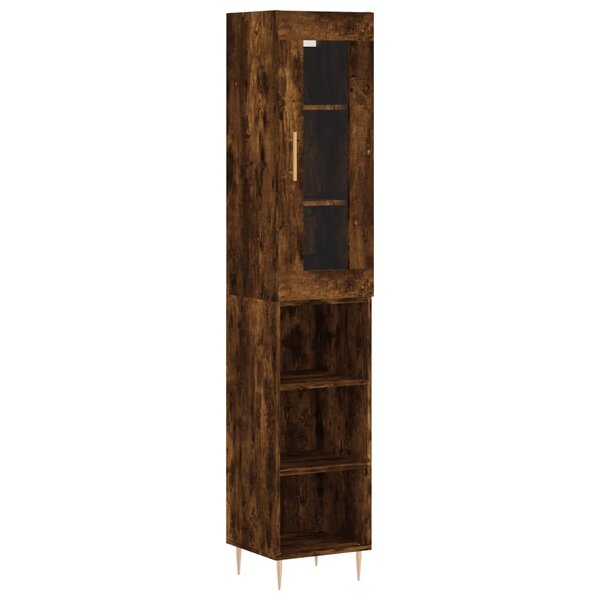 vidaXL Buffet haut Chêne fumé 34 5x34x180 cm Bois d'ingénierie