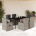 vidaXL Ensemble à manger de jardin et coussins 7 Pièces gris clair rotin