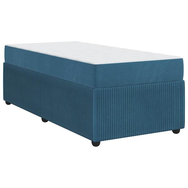 vidaXL Cadre de lit avec matelas Autre Bleu 80 x 200 cm Velours